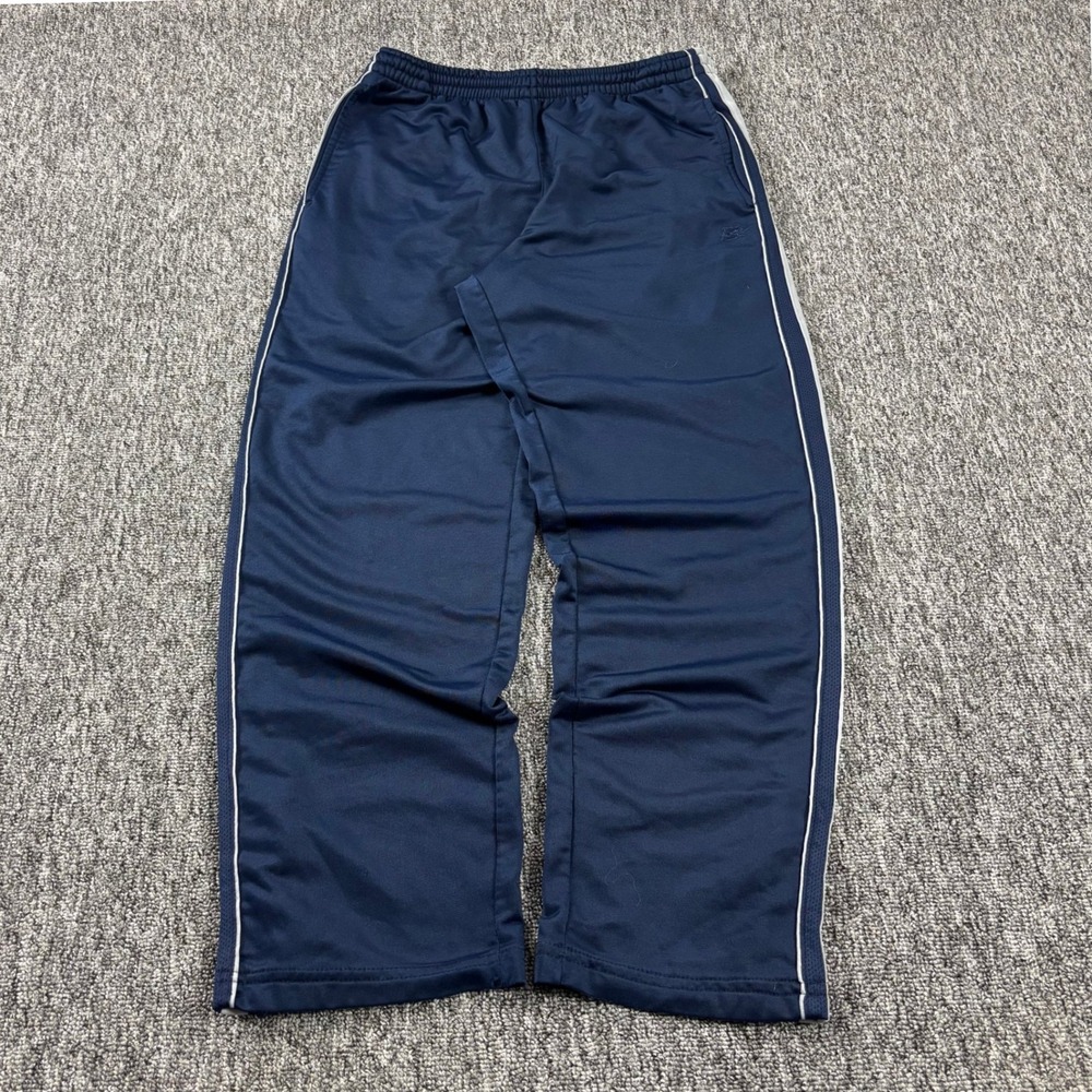 Y2K Starter Vintage Baggy Gym Track Pants Heavyweight Navy Blue Medium